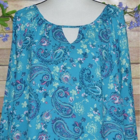 Woman Within Women's Floral Paisley Tunic Blouse Plus Size1X V-Neck 3/4 Sleeve - Picture 2 of 12